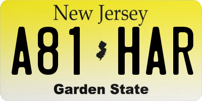 NJ license plate A81HAR