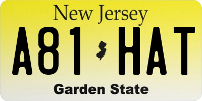 NJ license plate A81HAT