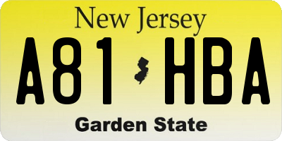 NJ license plate A81HBA