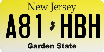 NJ license plate A81HBH