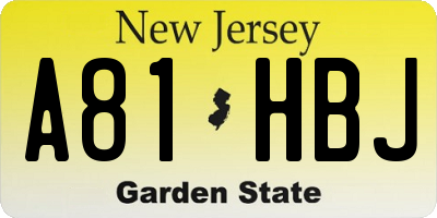 NJ license plate A81HBJ
