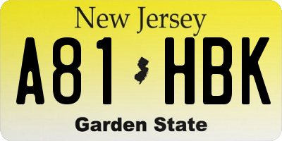 NJ license plate A81HBK