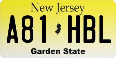 NJ license plate A81HBL