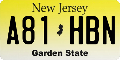 NJ license plate A81HBN