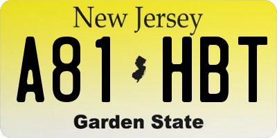 NJ license plate A81HBT