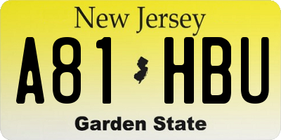 NJ license plate A81HBU