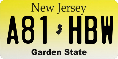NJ license plate A81HBW
