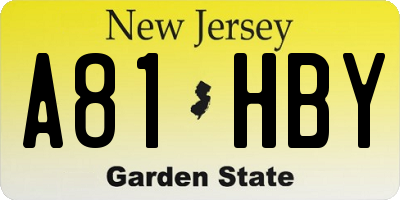 NJ license plate A81HBY