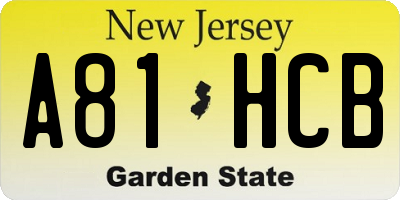 NJ license plate A81HCB