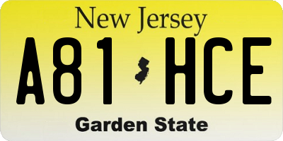 NJ license plate A81HCE