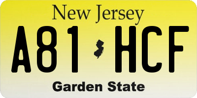 NJ license plate A81HCF