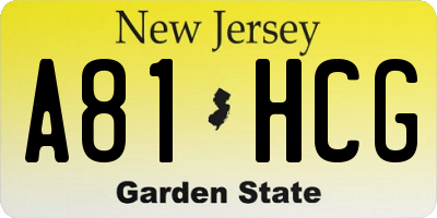 NJ license plate A81HCG