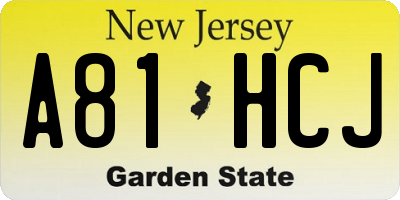 NJ license plate A81HCJ