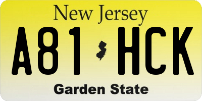 NJ license plate A81HCK