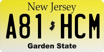 NJ license plate A81HCM