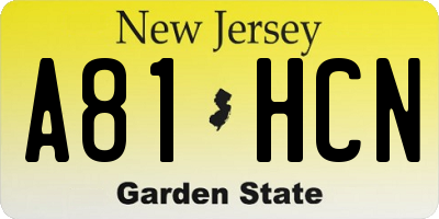 NJ license plate A81HCN