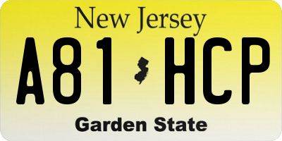 NJ license plate A81HCP