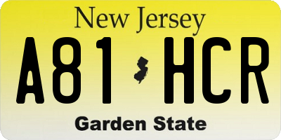 NJ license plate A81HCR