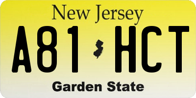 NJ license plate A81HCT