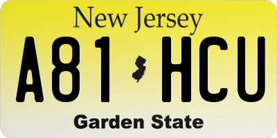 NJ license plate A81HCU