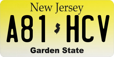 NJ license plate A81HCV
