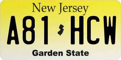 NJ license plate A81HCW