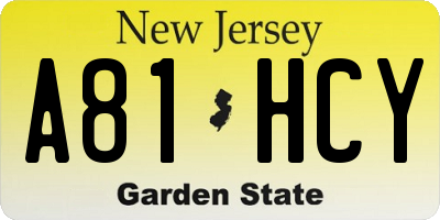NJ license plate A81HCY