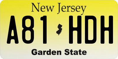 NJ license plate A81HDH