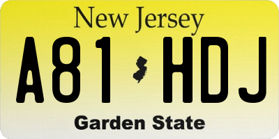 NJ license plate A81HDJ
