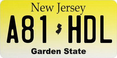 NJ license plate A81HDL