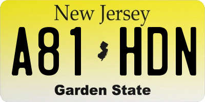 NJ license plate A81HDN
