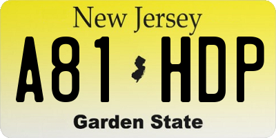 NJ license plate A81HDP