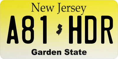 NJ license plate A81HDR