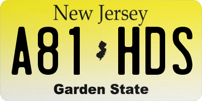 NJ license plate A81HDS