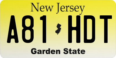 NJ license plate A81HDT