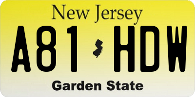 NJ license plate A81HDW