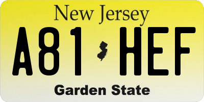 NJ license plate A81HEF