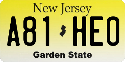 NJ license plate A81HEO