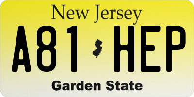 NJ license plate A81HEP