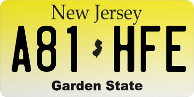 NJ license plate A81HFE