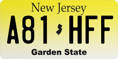 NJ license plate A81HFF