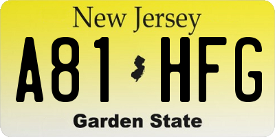 NJ license plate A81HFG