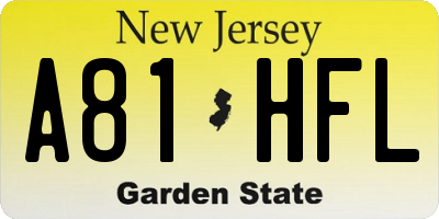 NJ license plate A81HFL