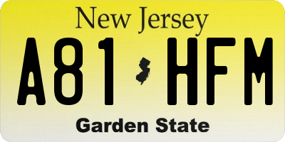 NJ license plate A81HFM