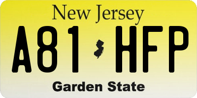 NJ license plate A81HFP