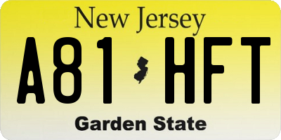 NJ license plate A81HFT