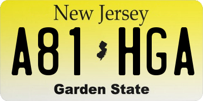 NJ license plate A81HGA