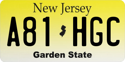NJ license plate A81HGC