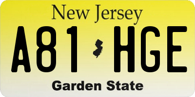 NJ license plate A81HGE