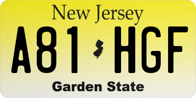 NJ license plate A81HGF